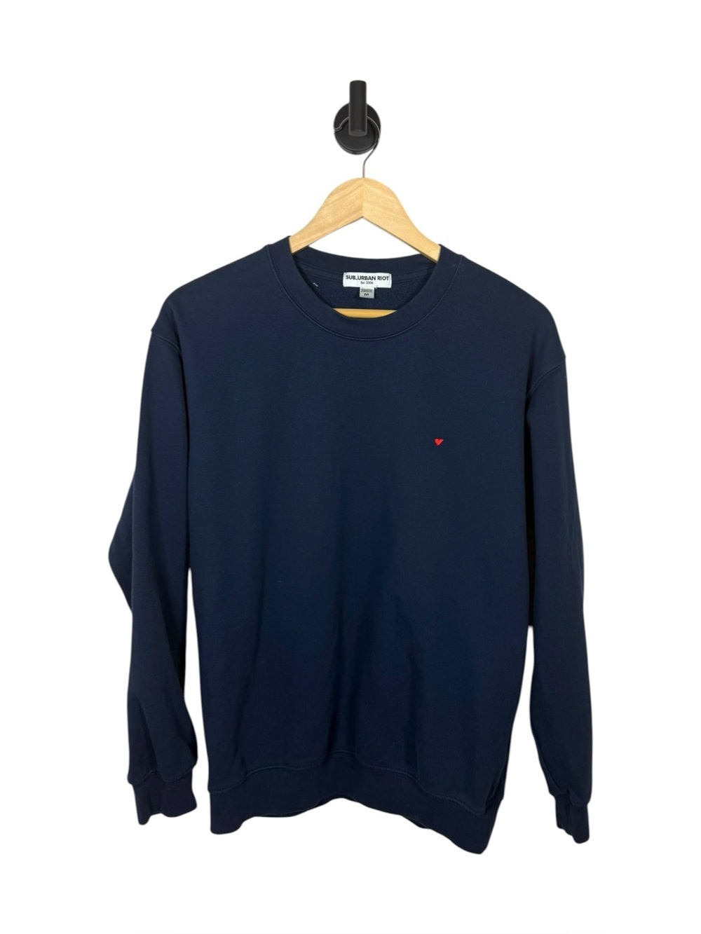 Sub_Urban Riot Heart Embroidered Crewneck Sweatshirt Navy Size M